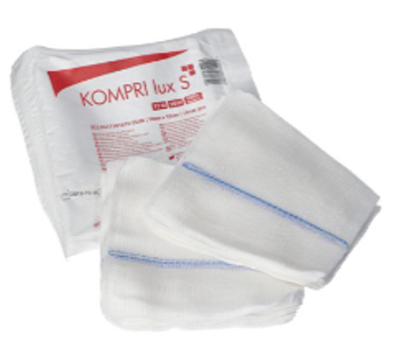 Серветки (компреси) марлеві KOMPRI lux S cтерильні з ниткою RTG, 10х10 см, 12 шарів